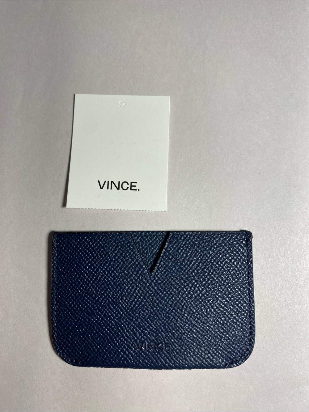 Vince Navy Textured Leather Card Holder